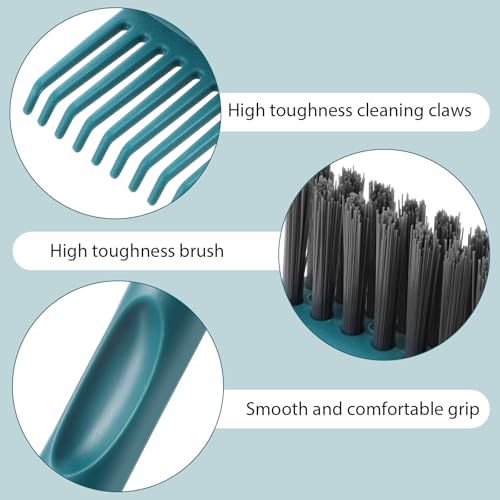 Qianyu 2-in-1 Hair Brush Cleaner Tool - Portable Comb Cleaner & Remover (Green)