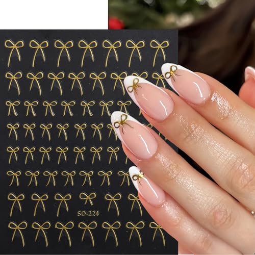 Quezadyl 8 Sheets 3D Self-Adhesive Bow Nail Art Stickers Cute Bowknot Decals