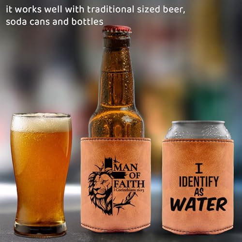 Engraved Leather Can Cooler for Men - Funny Birthday Gift