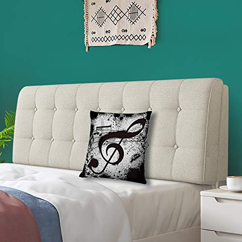 Music Notes Throw Pillow Cover, 18x18 Inch Decorative Linen Case (Ofo-0111)