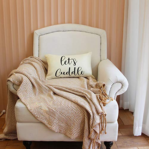 Let's Cuddle Quotes Farmhouse Pillow Covers 12" x 20" Cushion