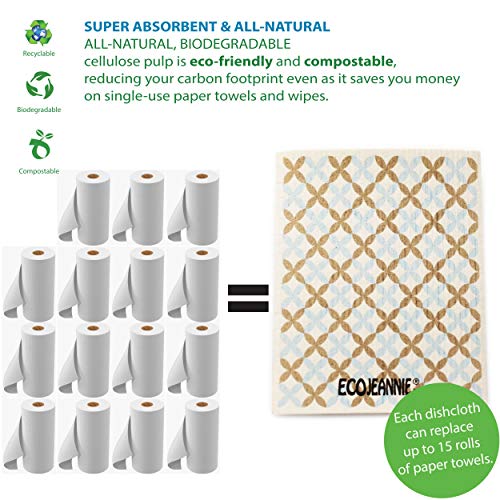 EcoJeannie Eco-Friendly Biodegradable Cleaning Cloths - 4 Pack