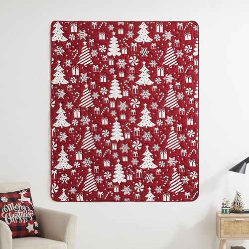 Reversible Holiday Throw Blanket 50x60 inches Peppermint Party - Festive Christmas Decor