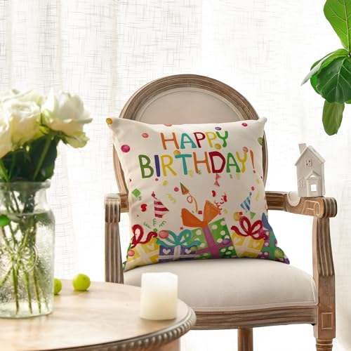 Happy Birthday Throw Pillow Cover 18x18 Inch - AVOIN colorlife