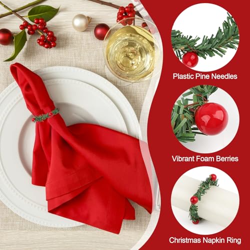 Christmas Wreath Napkin Rings - Set of 12 Berry Decor
