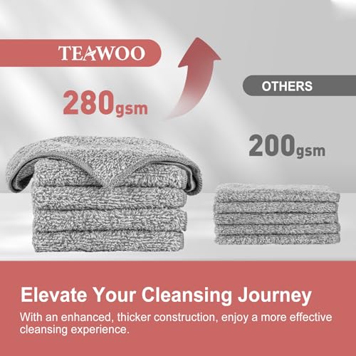 TEAWOO 10-Pack Star Gray Microfiber Washcloths - Super Soft & Absorbent