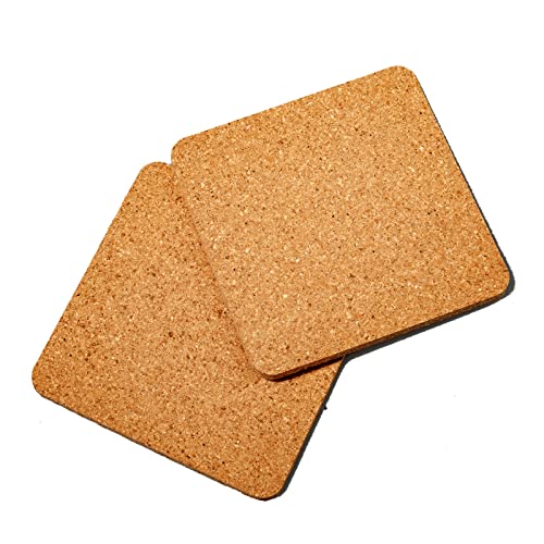 2-Pack Absorbent Cork Coasters - Non-Slip Square 3.9-Inch for Drinks