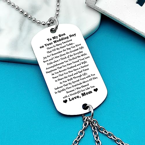Engraved Wedding Day Ornament for Son - Gift from Mom