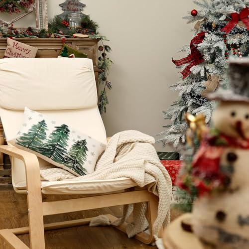 AACORS Christmas Pillow Cover 12x20 Inch - Snowflakes & Trees