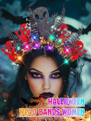 Urieo Light Up Ghost Headband LED Halloween Glow Hair Piece