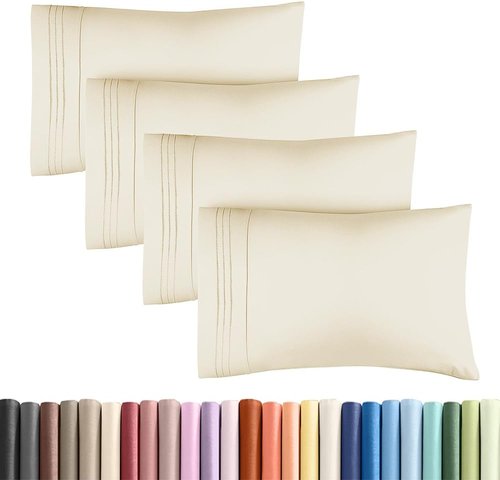King Standard Pillow Cases by [Brand Name] - Soft Hotel Quality Covers | Comfy & Machine Washable - 4 Piece Set in Off White