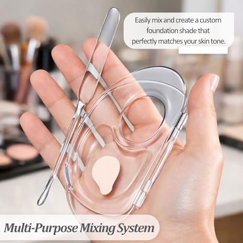 Transparent Acrylic Makeup Mixing Palette with Sealed Storage 2 PCS