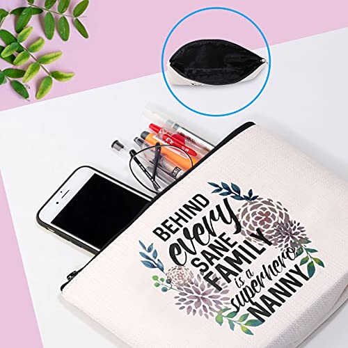 GJTIM Nanny Appreciation Gift Canvas Makeup Bag - Super Hero Nanny