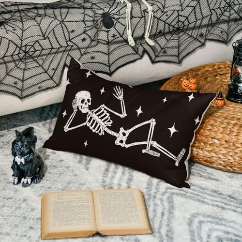 AVOIN colorlife Halloween Skull Throw Pillow Cover, 12x20 Inch Farmhouse Case