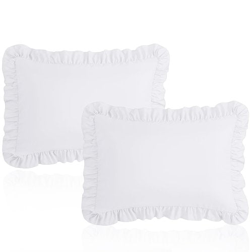 Cobedzy 13"x18" Toddler Pillow Cases Set of 2, White Ruffled Pillow Shams Brushed Microfiber Nursery Pillow Cover for Boys Girls, Soft Breathable Machine Washable