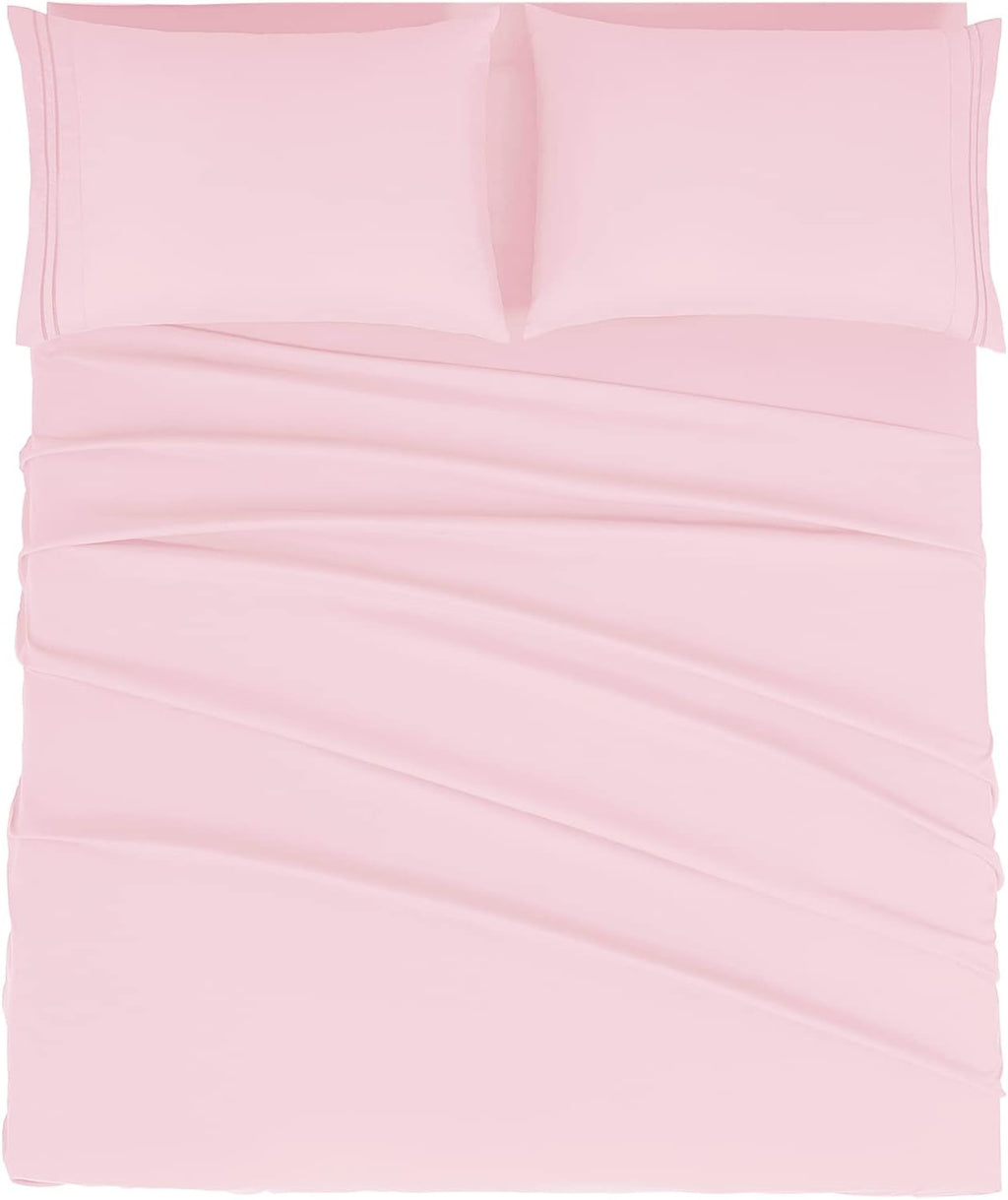 Mejoroom Queen Size Sheet Set - Luxury 1800 Thread Count Bedding | Soft, Breathable, Deep Pocket - 4 Piece (Blush Pink)