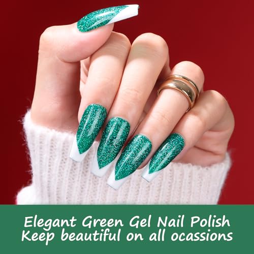 Makartt Christmas Green Glitter Gel Polish 15ml Sparkly Tinsel Shimmer UV Soak Off