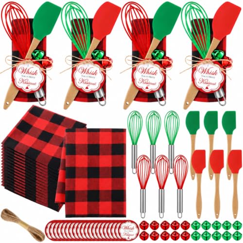 Christmas Spatula Baking Gift Set - Plaid Wood Handles, 18 Pieces