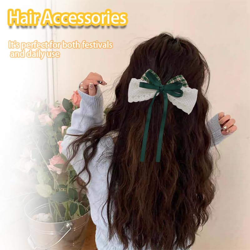 Christmas Plaid Hair Bow Clip Holiday Barrette for Women and Girls