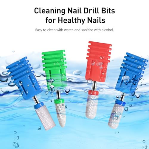 Kootinn 4 Pcs Ceramic Nail Drill Bits Set 3/32 Inch Professional Manicure Pedicure Cuticle Gel Removal Tool