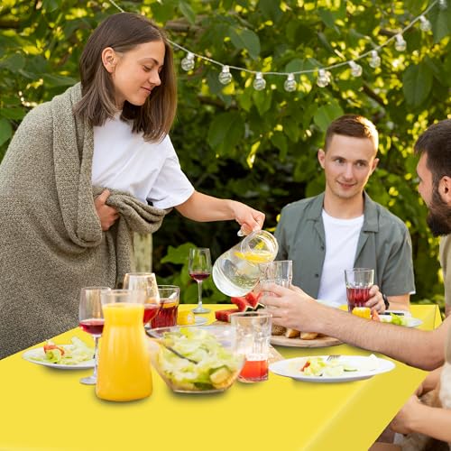 Yellow Disposable Tablecloths - 2 Pack, 54x108 Inch for Events