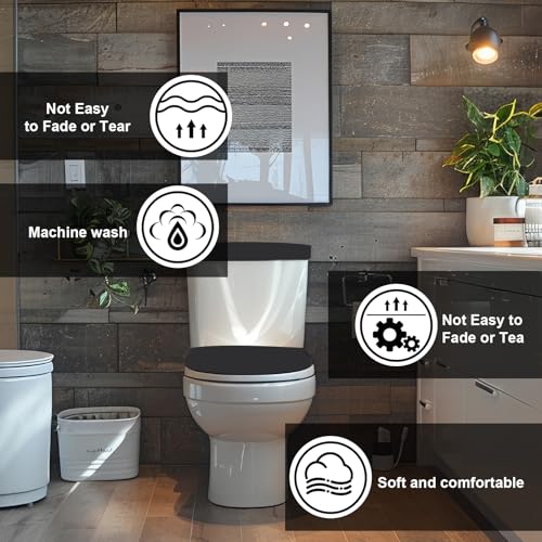 JJUNW Black Toilet Lid & Tank Cover Set - 2pcs Universal Fit