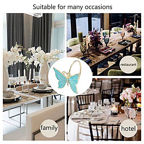 Green Butterfly Napkin Rings Set of 8 - Flower Butterfly Cloth Holders for Easter, Wedding, Christmas, Dinner Parties