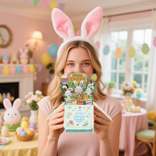 3D Easter Pop Up Card with Bunny & Egg - Greeting Card for All Ages