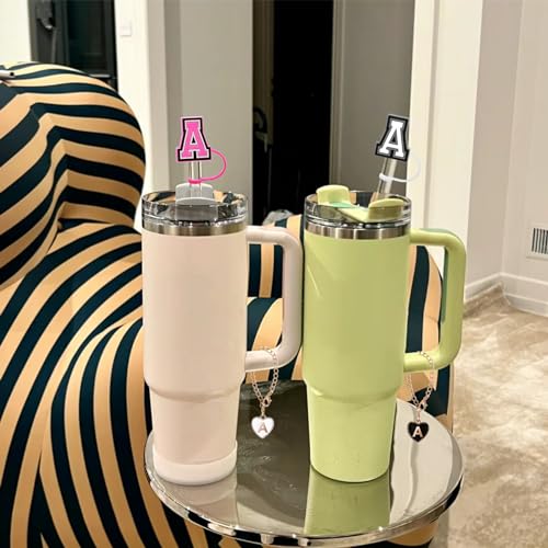 Personalized Letter A Straw Cover & Charm for Stanley Tumblers
