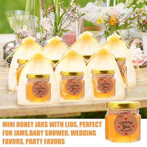 XING-RUIYANG 8 Pack Mini Glass Honey Jars with Dippers & Gold Lids