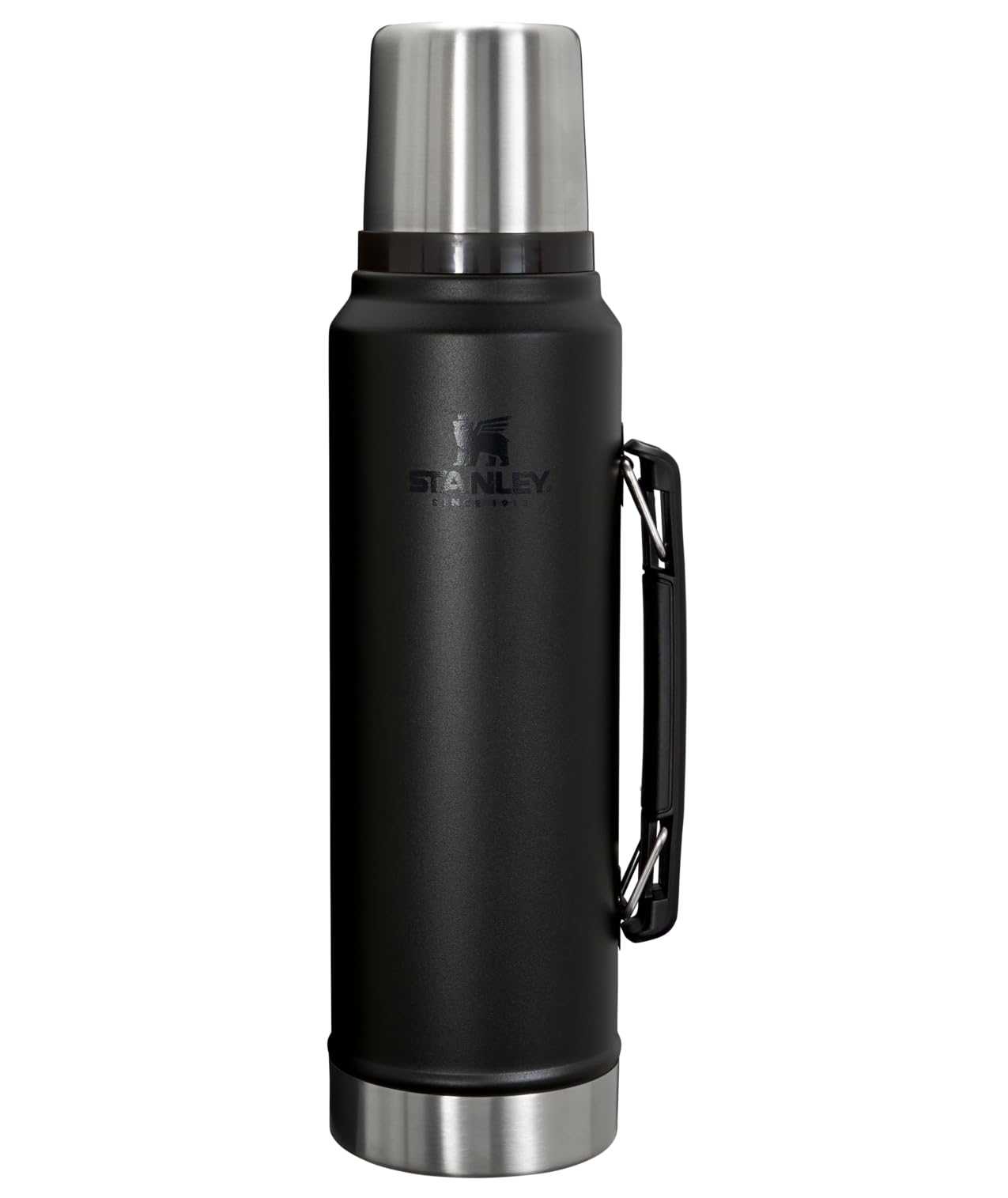 Stanley Classic Legendary Vacuum Bottle 20 oz | Wide Mouth with Leakproof Cup Lid | Keep Drinks Hot or Cold | Packable for Travel | Insulated Stainless Steel Thermal Bottle | BPA-Free | Black 2.0