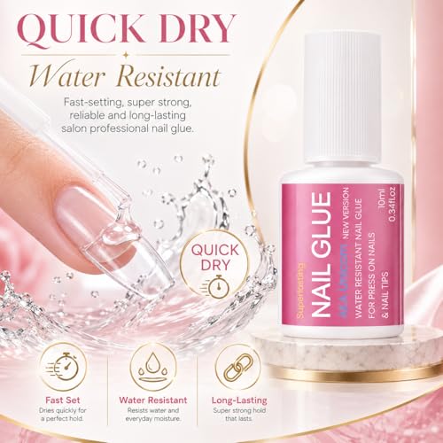 AKA Unicorn 10ml Super Strong Nail Glue - Quick Dry Brush-On for Press Ons