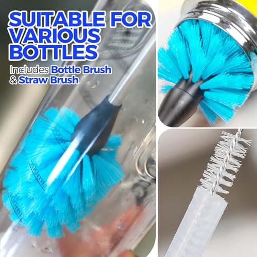 Holikme 5-Piece Bottle and Straw Cleaning Brush Set, 14" Blue