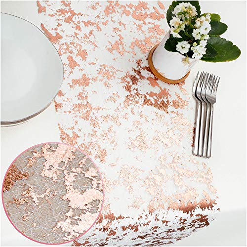 PapaKit Sparkle Metallic Rose Gold Thin Table Runner 11x84 - Pack of 2 for Holidays and Weddings