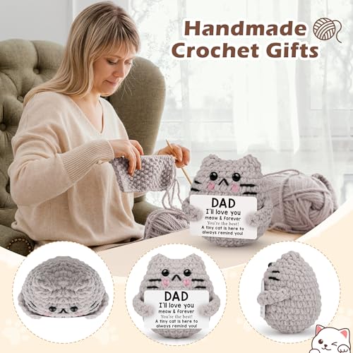 Handmade Crochet Cat Decor - Heartfelt Gift for Dad