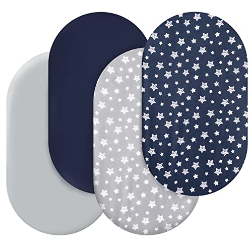 Moonsea Bassinet Sheets 4 Pack, 32"x17" Navy Soft Microfiber Bedding