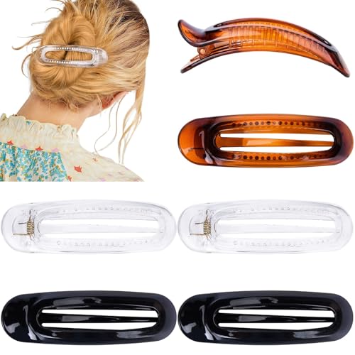 Aileam 6PCS Flat Claw Clips French Acrylic Hair Barrette Set