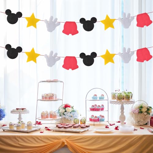 Mouse Theme Felt Party Banner - Yellow Decorative Birthday Pennant