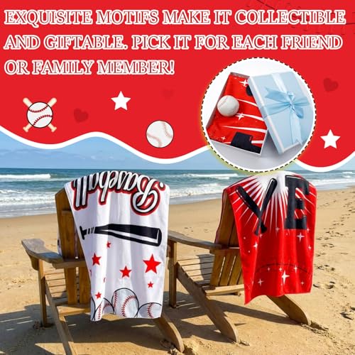 Moukeren 6 Pack Large Microfiber Baseball Beach Towels 60x28 Inches - Quick Dry & Soft