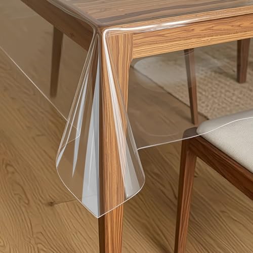 Clear PVC Tablecloth Protector 60 x 84 Inch - Waterproof Rectangular Cover