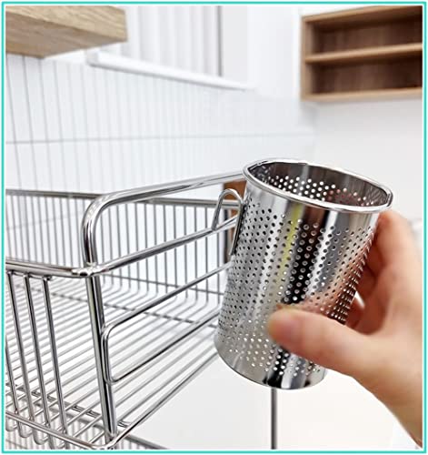 HOME&I Small Oval Stainless Steel Utensil Holder for Dish Rack & Sink