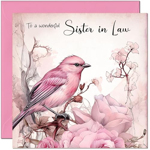 Pink Birthday Card for Sister-in-Law with Floral Design