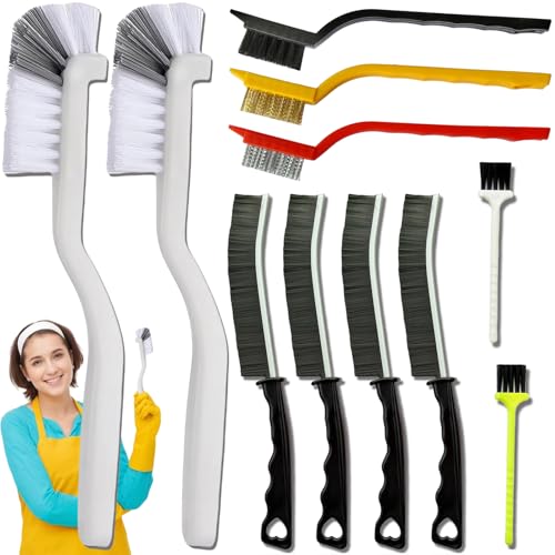 CRAFNEW 11-Piece Crevice Cleaning Brush Set for Kitchen and Bathroom