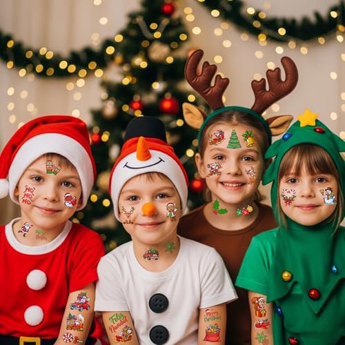 Christmas Temporary Tattoos 60Pcs - Holiday Party Favors & Stocking Stuffers