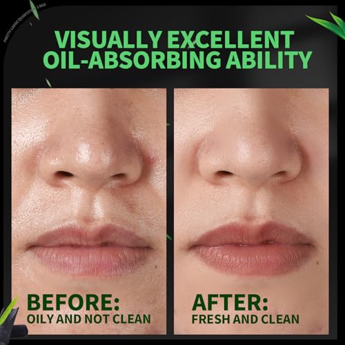 Bamboo Charcoal Oil Blotting Paper for Face, 200 Count Large Sheets