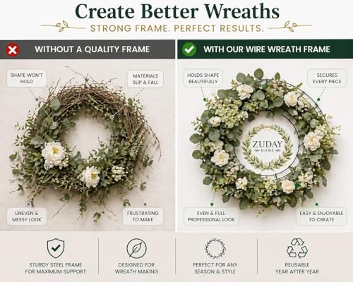 14-Inch Metal Wire Wreath Frames - 2 Pack with Twist Ties for DIY Decor