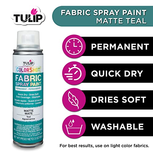 TULIP ColorShot Fabric Spray Paint Matte Teal 3 oz - Washable & Quick-Dry