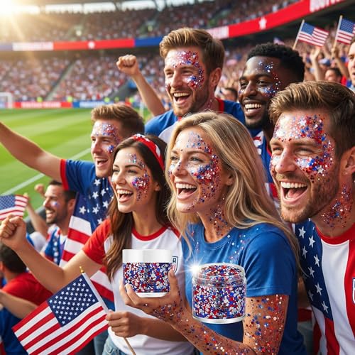 Jacnkb Red White and Blue Patriotic Face and Body Glitter Gel 36g