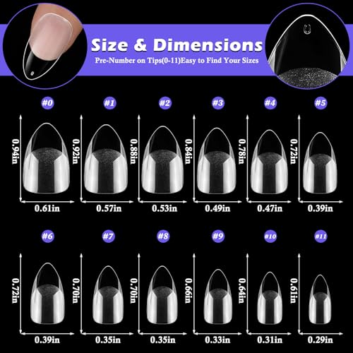 Short Stiletto Gel Nail Tips 240pc Clear Full Cover Press On Nails
