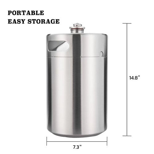 TMCRAFT 270OZ Stainless Steel Mini Keg, Portable beer growler with Exhaust Valve Designed Cap to Keep Beverage Fresh